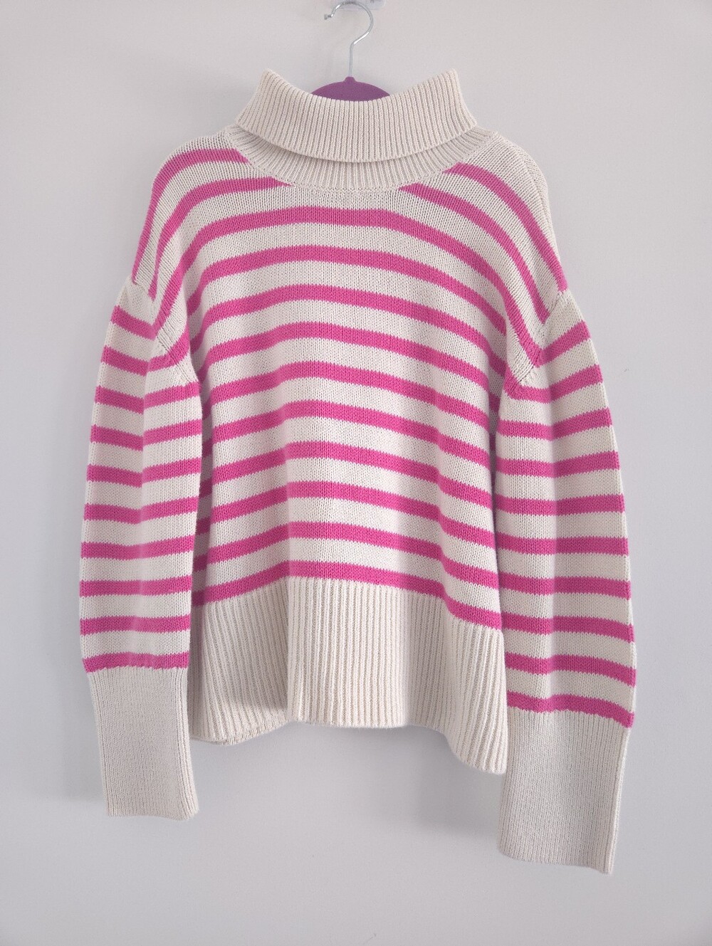 Gap Kids Pink Striped Split Hem Turtleneck Sweater size XL